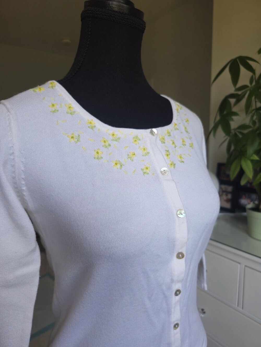 Women's 3/4 Sleeve Cardigan by Principles. Size S, Ivory color - Picture 5 of 15